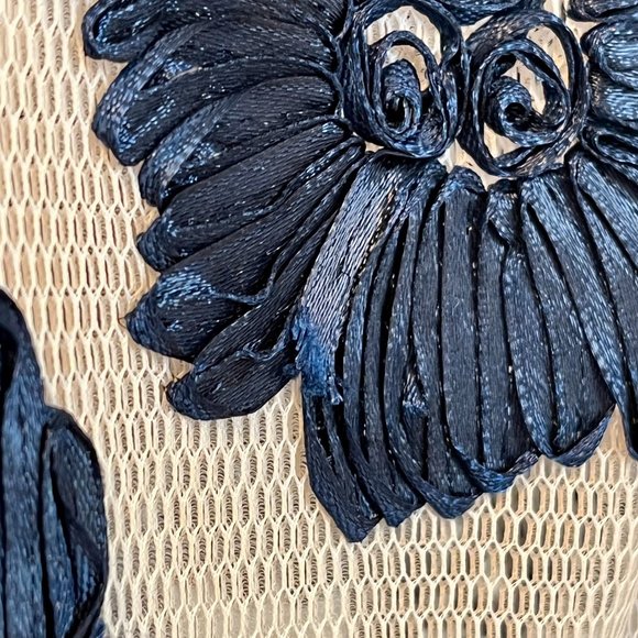 Gracia Floral Lace Mesh Peplum Top, Small, Navy & Cream - Picture 11 of 11